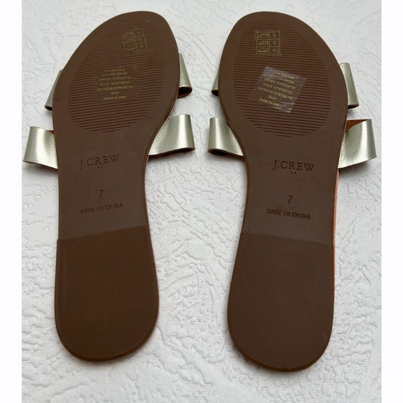 J. Crew Beachside Metallic Gold Slide Sandal Flat Slip-On Summer Shoes Women's 7 - Picture 5 of 6